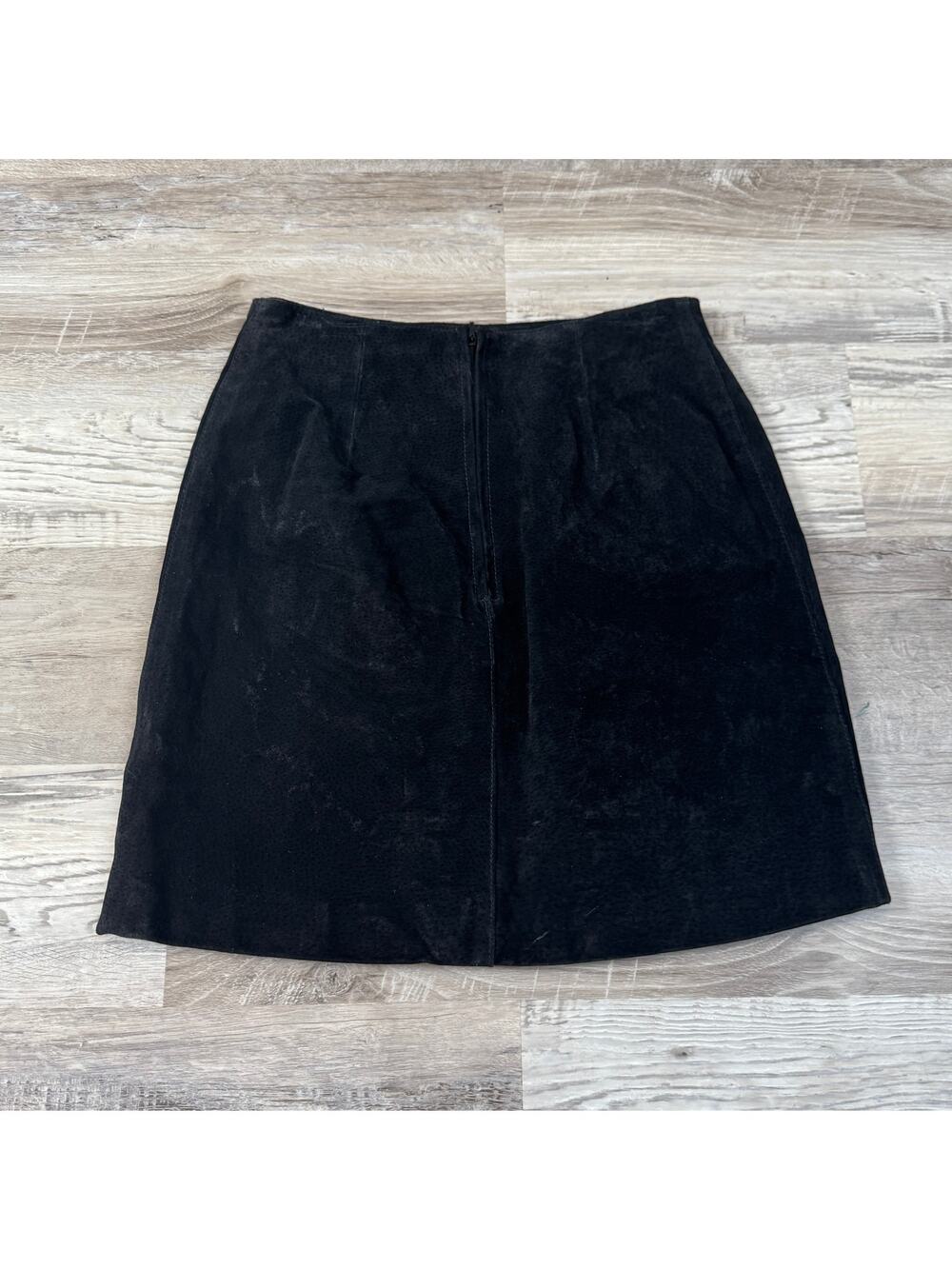 Vintage Margaret Godfrey Black Leather Mini Skirt Textured 90s Minimalist Size 4